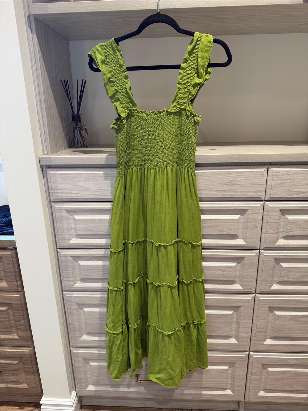 Green Ruffled Tiered Sundress